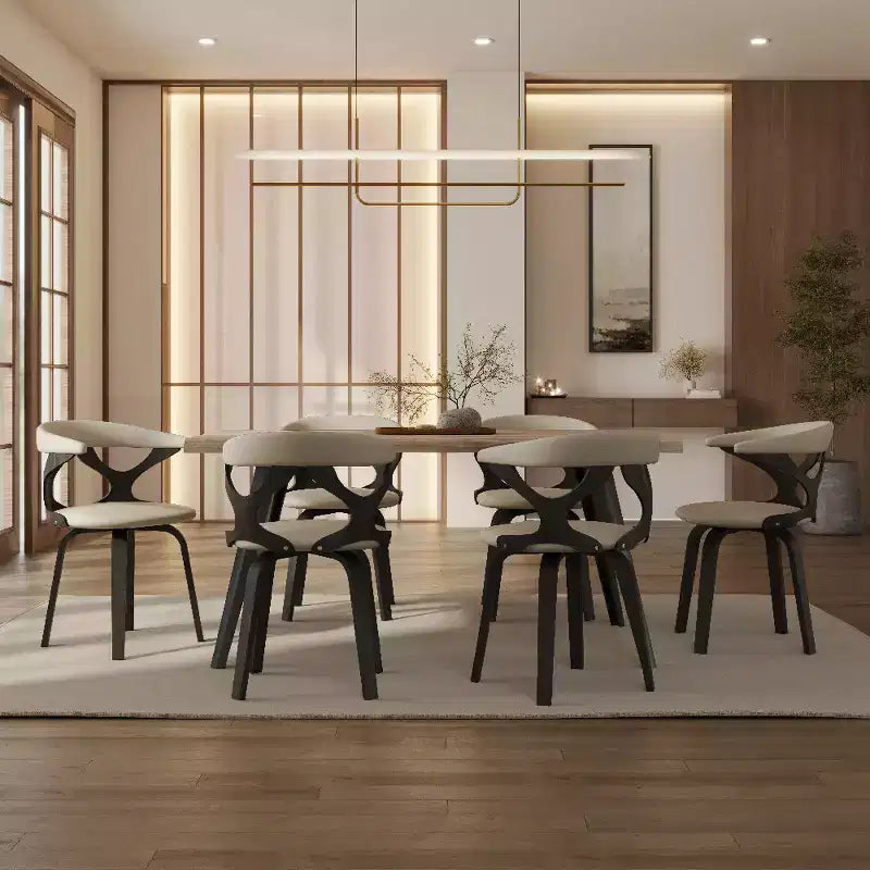 Chaise de salle à manger en cuir rembourrée avec cadre en bois massif, chaise d'appoint moderne pour la cuisine et la salle à manger