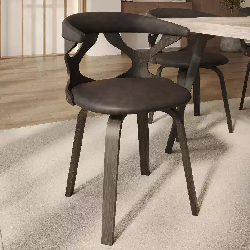 Chaise de salle à manger en cuir rembourrée avec cadre en bois massif, chaise d'appoint moderne pour la cuisine et la salle à manger
