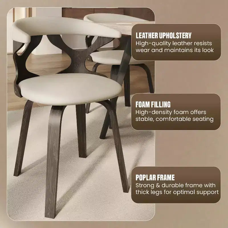 Chaise de salle à manger en cuir rembourrée avec cadre en bois massif, chaise d'appoint moderne pour la cuisine et la salle à manger