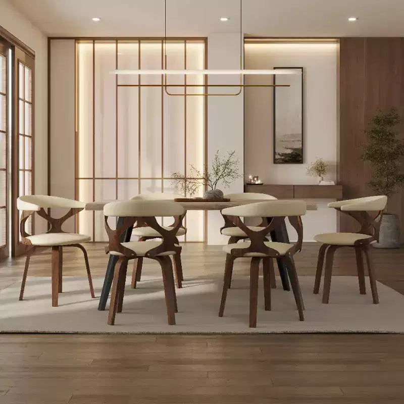 Chaise de salle à manger en cuir rembourrée avec cadre en bois massif, chaise d'appoint moderne pour la cuisine et la salle à manger