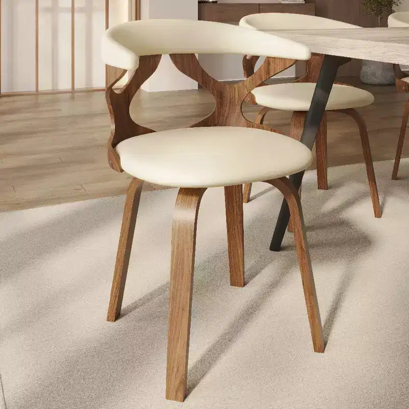 Chaise de salle à manger en cuir rembourrée avec cadre en bois massif, chaise d'appoint moderne pour la cuisine et la salle à manger