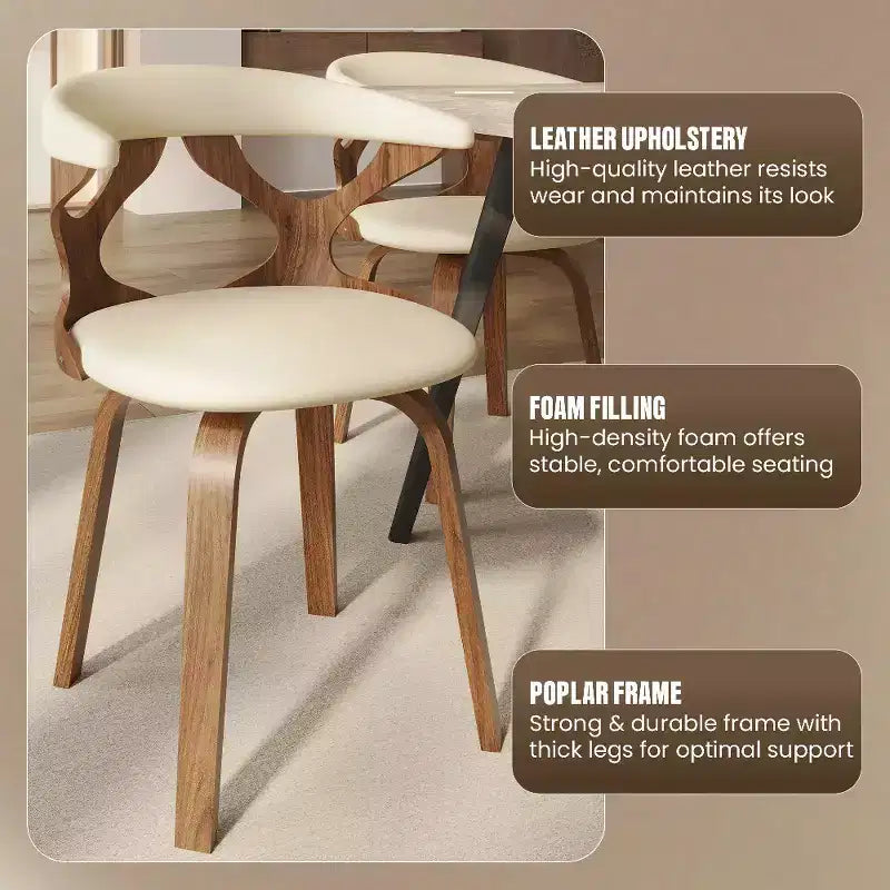 Chaise de salle à manger en cuir rembourrée avec cadre en bois massif, chaise d'appoint moderne pour la cuisine et la salle à manger