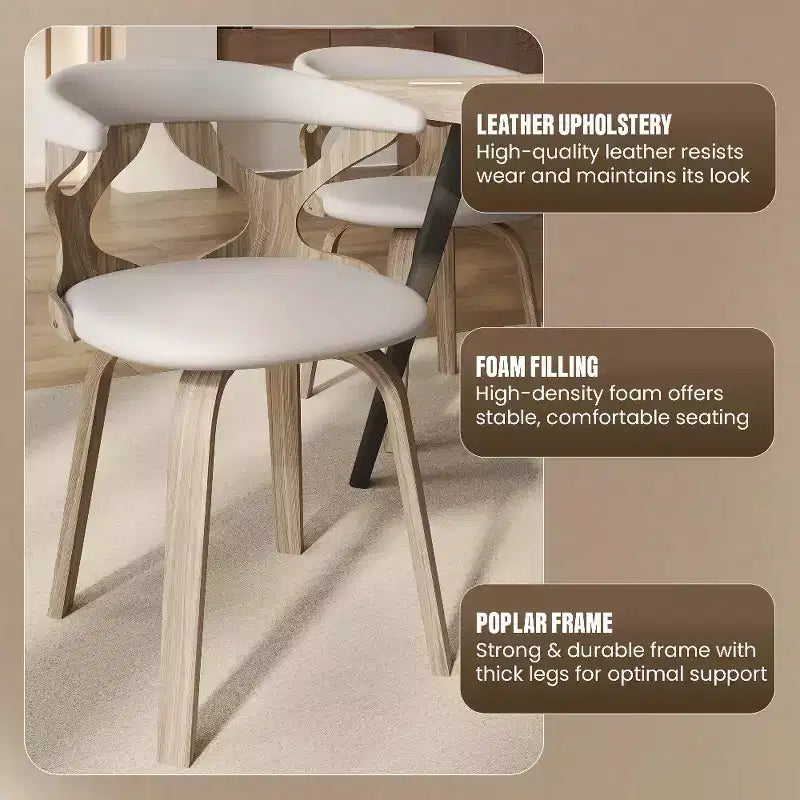 Chaise de salle à manger en cuir rembourrée avec cadre en bois massif, chaise d'appoint moderne pour la cuisine et la salle à manger
