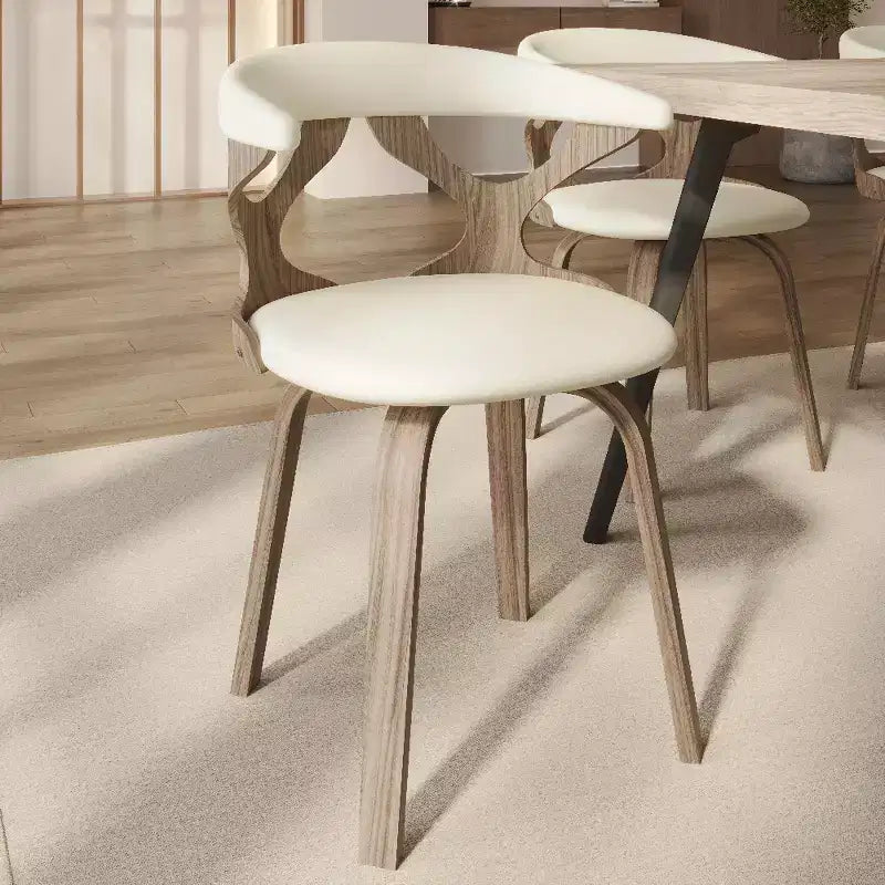 Chaise de salle à manger en cuir rembourrée avec cadre en bois massif, chaise d'appoint moderne pour la cuisine et la salle à manger