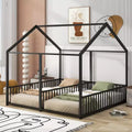 Twin Size Metal Platform Bed Frame, House-shaped Two Shared Beds -ModernLuxe