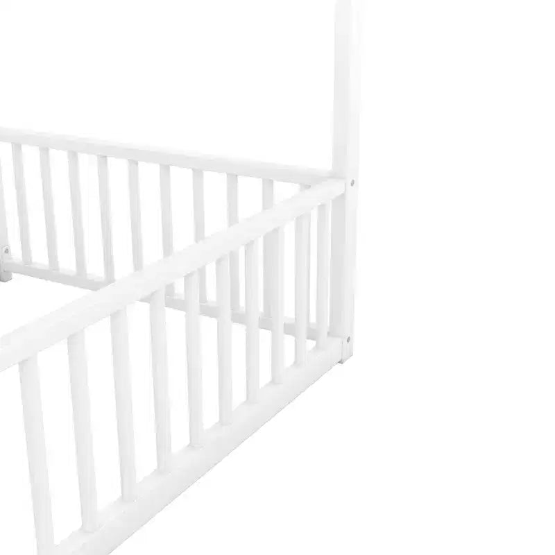 Lits plateformes superposés en métal taille simple en forme de maison avec deux lits partagés