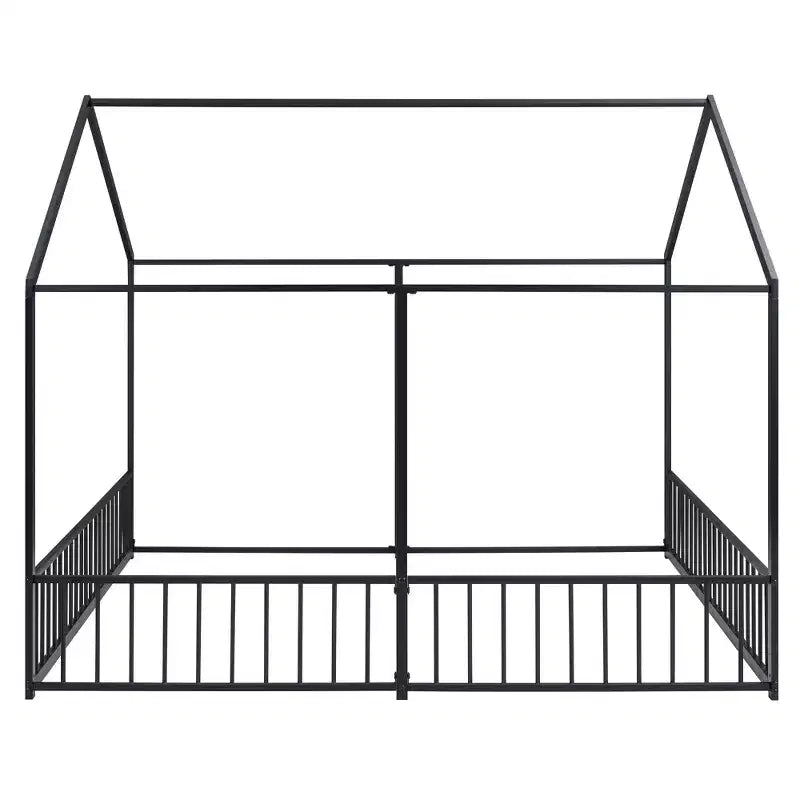 Lits plateformes superposés en métal taille simple en forme de maison avec deux lits partagés