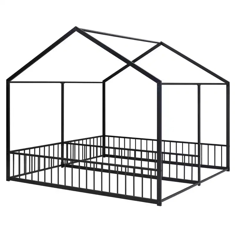 Lits plateformes superposés en métal taille simple en forme de maison avec deux lits partagés