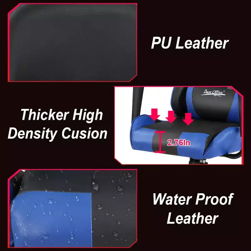 Chaise de bureau gamer avec support lombaire, appui-tête, accoudoirs et roulettes, chaise d'ordinateur pivotante pour joueur sur PC