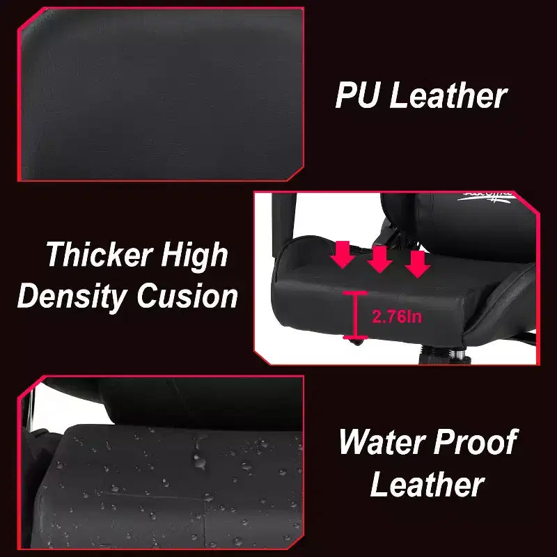 Chaise de bureau gamer avec support lombaire, appui-tête, accoudoirs et roulettes, chaise d'ordinateur pivotante pour joueur sur PC