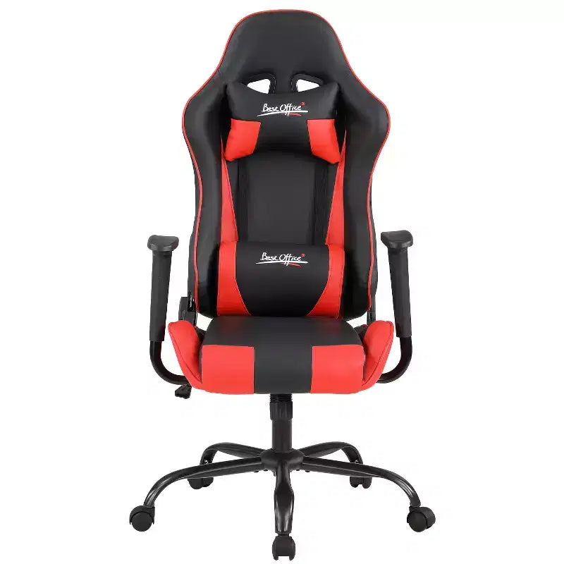Chaise de bureau gamer avec support lombaire, appui-tête, accoudoirs et roulettes, chaise d'ordinateur pivotante pour joueur sur PC