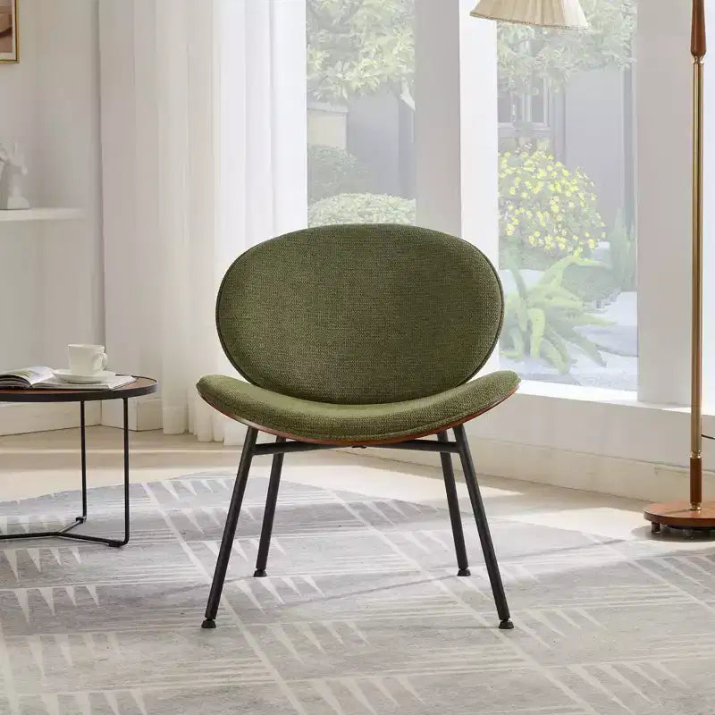 Fauteuil Shell Mid-Century Modern, fauteuil d'appoint moelleux avec finition noyer et pieds en métal