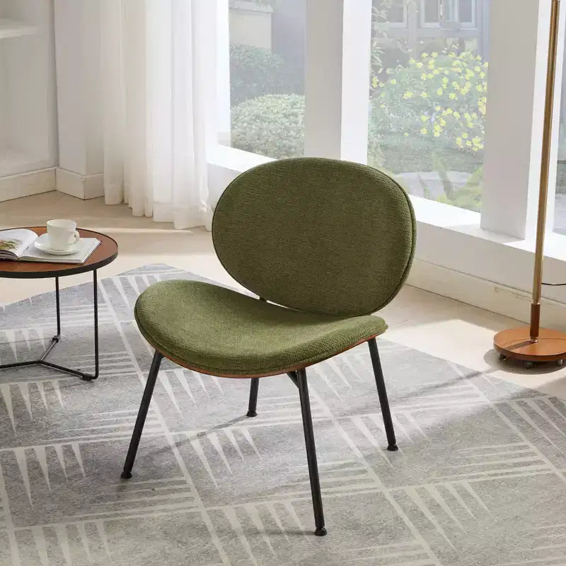 Fauteuil Shell Mid-Century Modern, fauteuil d'appoint moelleux avec finition noyer et pieds en métal