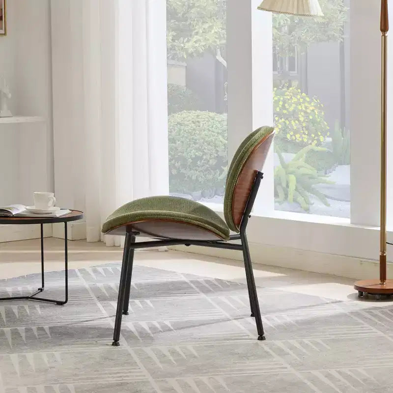 Fauteuil Shell Mid-Century Modern, fauteuil d'appoint moelleux avec finition noyer et pieds en métal