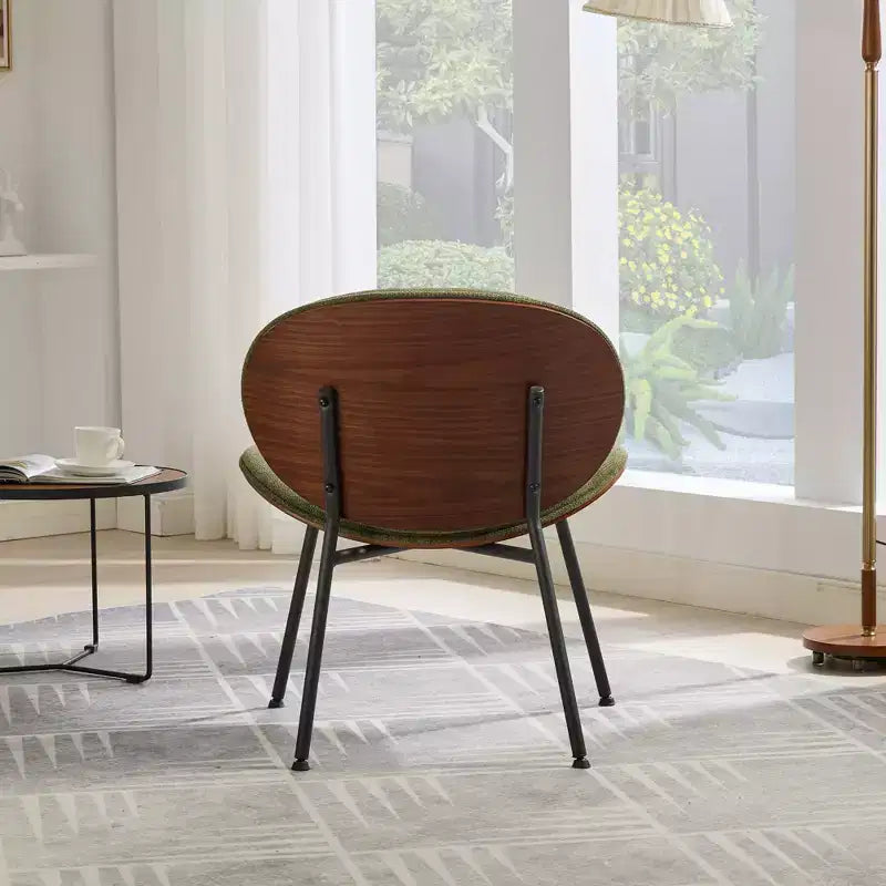 Fauteuil Shell Mid-Century Modern, fauteuil d'appoint moelleux avec finition noyer et pieds en métal