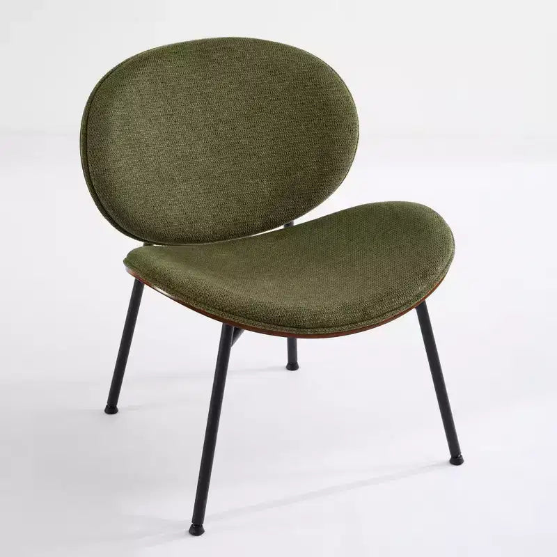 Fauteuil Shell Mid-Century Modern, fauteuil d'appoint moelleux avec finition noyer et pieds en métal