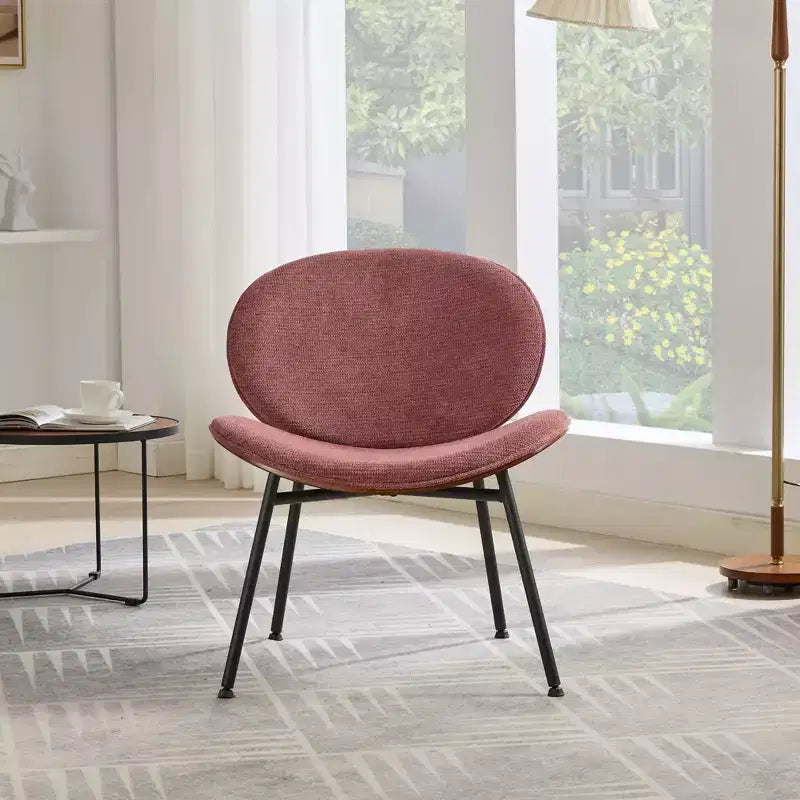Fauteuil Shell Mid-Century Modern, fauteuil d'appoint moelleux avec finition noyer et pieds en métal