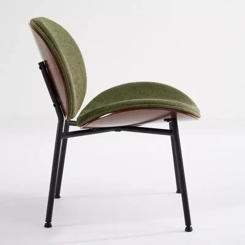 Fauteuil Shell Mid-Century Modern, fauteuil d'appoint moelleux avec finition noyer et pieds en métal