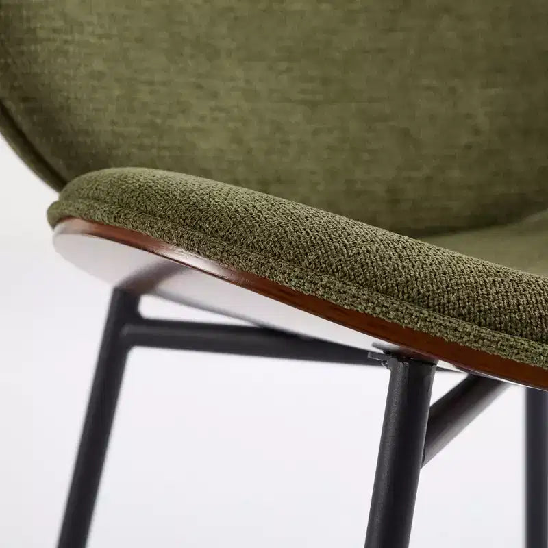 Fauteuil Shell Mid-Century Modern, fauteuil d'appoint moelleux avec finition noyer et pieds en métal