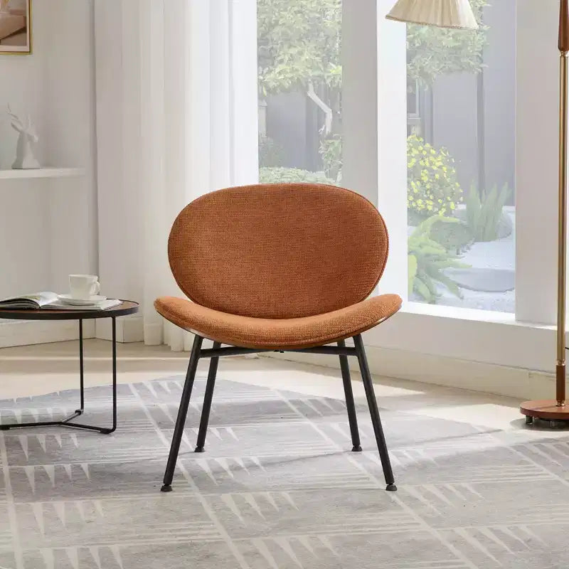 Fauteuil Shell Mid-Century Modern, fauteuil d'appoint moelleux avec finition noyer et pieds en métal
