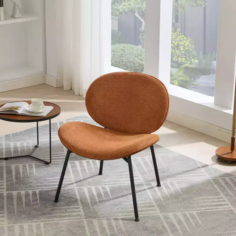 Fauteuil Shell Mid-Century Modern, fauteuil d'appoint moelleux avec finition noyer et pieds en métal