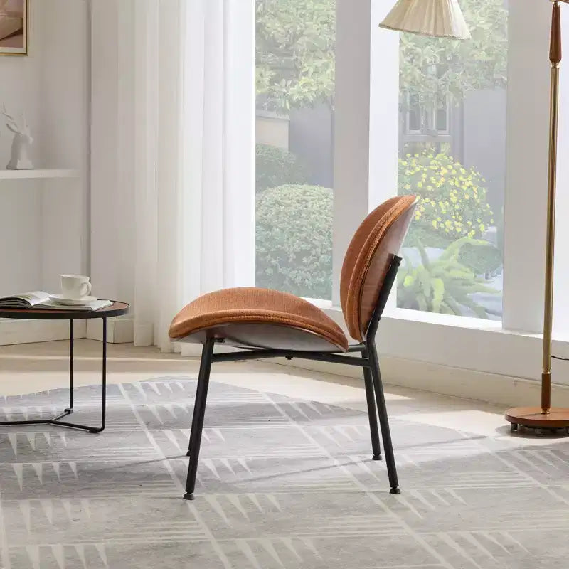 Fauteuil Shell Mid-Century Modern, fauteuil d'appoint moelleux avec finition noyer et pieds en métal