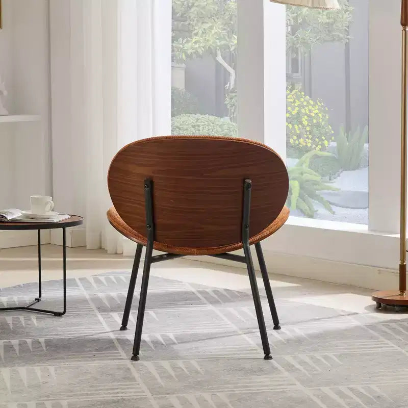 Fauteuil Shell Mid-Century Modern, fauteuil d'appoint moelleux avec finition noyer et pieds en métal
