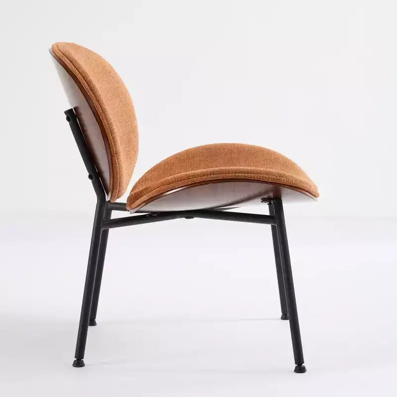 Fauteuil Shell Mid-Century Modern, fauteuil d'appoint moelleux avec finition noyer et pieds en métal