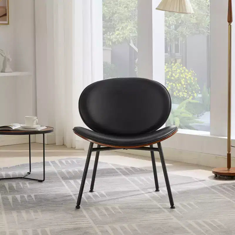 Fauteuil Shell Mid-Century Modern, fauteuil d'appoint moelleux avec finition noyer et pieds en métal