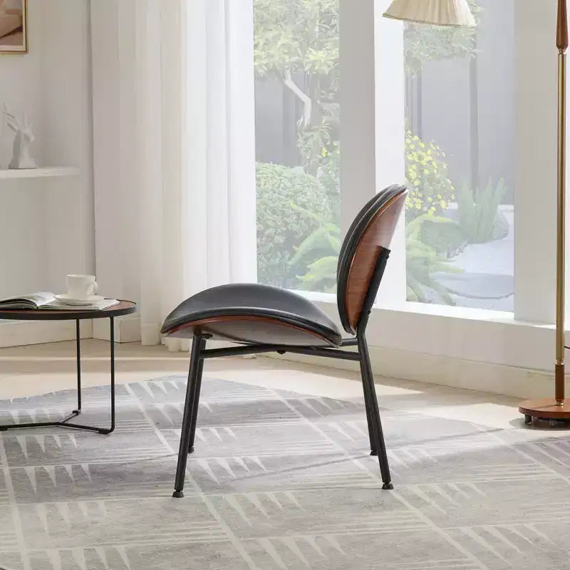 Fauteuil Shell Mid-Century Modern, fauteuil d'appoint moelleux avec finition noyer et pieds en métal