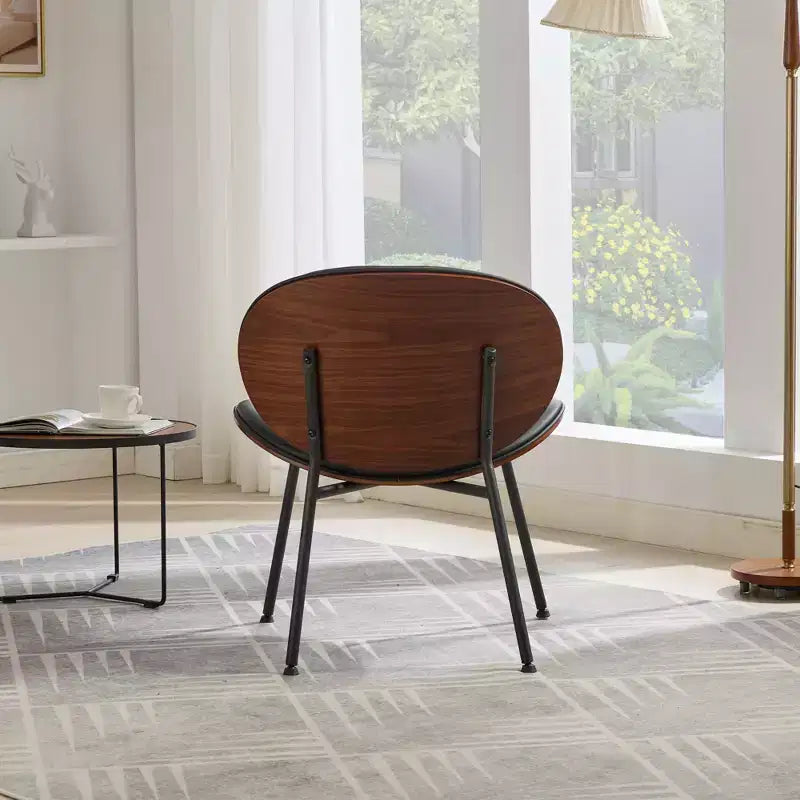 Fauteuil Shell Mid-Century Modern, fauteuil d'appoint moelleux avec finition noyer et pieds en métal
