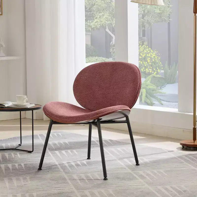 Fauteuil Shell Mid-Century Modern, fauteuil d'appoint moelleux avec finition noyer et pieds en métal