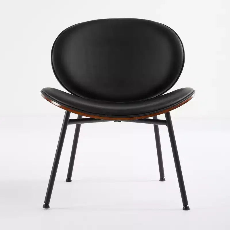 Fauteuil Shell Mid-Century Modern, fauteuil d'appoint moelleux avec finition noyer et pieds en métal