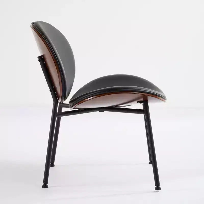 Fauteuil Shell Mid-Century Modern, fauteuil d'appoint moelleux avec finition noyer et pieds en métal