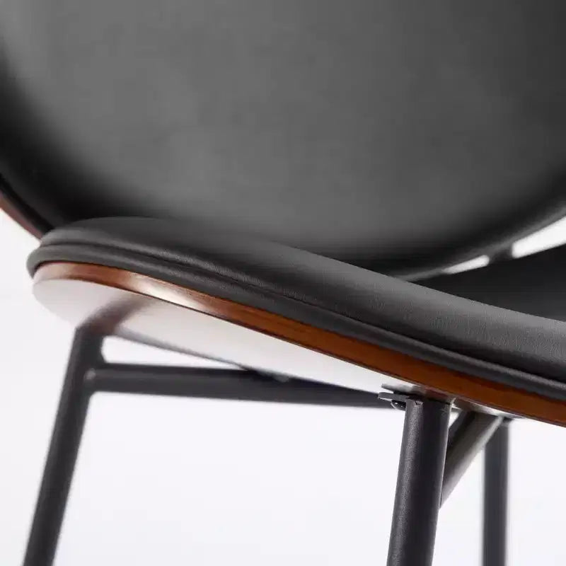 Fauteuil Shell Mid-Century Modern, fauteuil d'appoint moelleux avec finition noyer et pieds en métal
