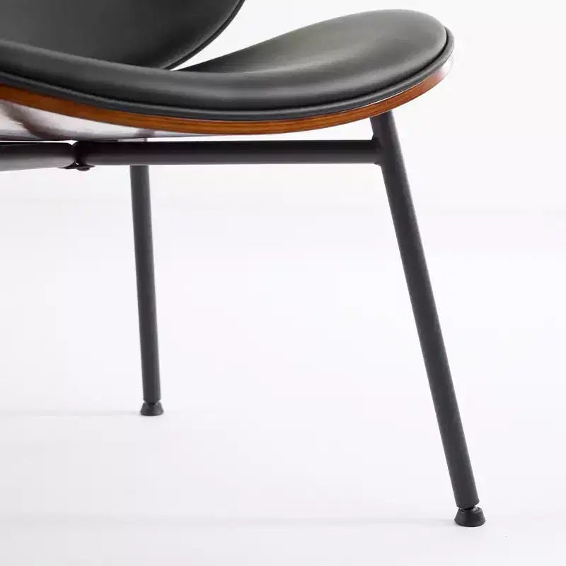 Fauteuil Shell Mid-Century Modern, fauteuil d'appoint moelleux avec finition noyer et pieds en métal