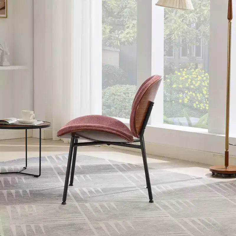 Fauteuil Shell Mid-Century Modern, fauteuil d'appoint moelleux avec finition noyer et pieds en métal