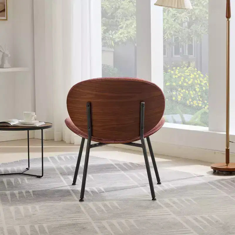 Fauteuil Shell Mid-Century Modern, fauteuil d'appoint moelleux avec finition noyer et pieds en métal