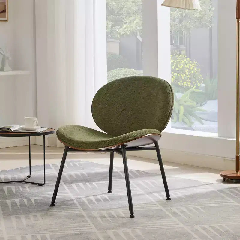 Fauteuil Shell Mid-Century Modern, fauteuil d'appoint moelleux avec finition noyer et pieds en métal