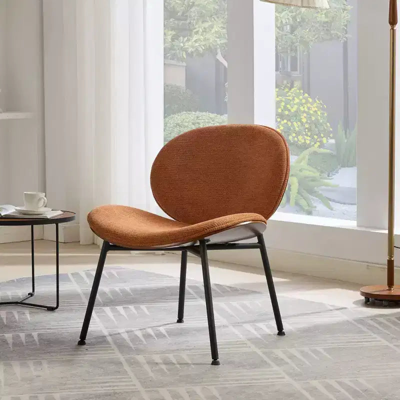 Fauteuil Shell Mid-Century Modern, fauteuil d'appoint moelleux avec finition noyer et pieds en métal