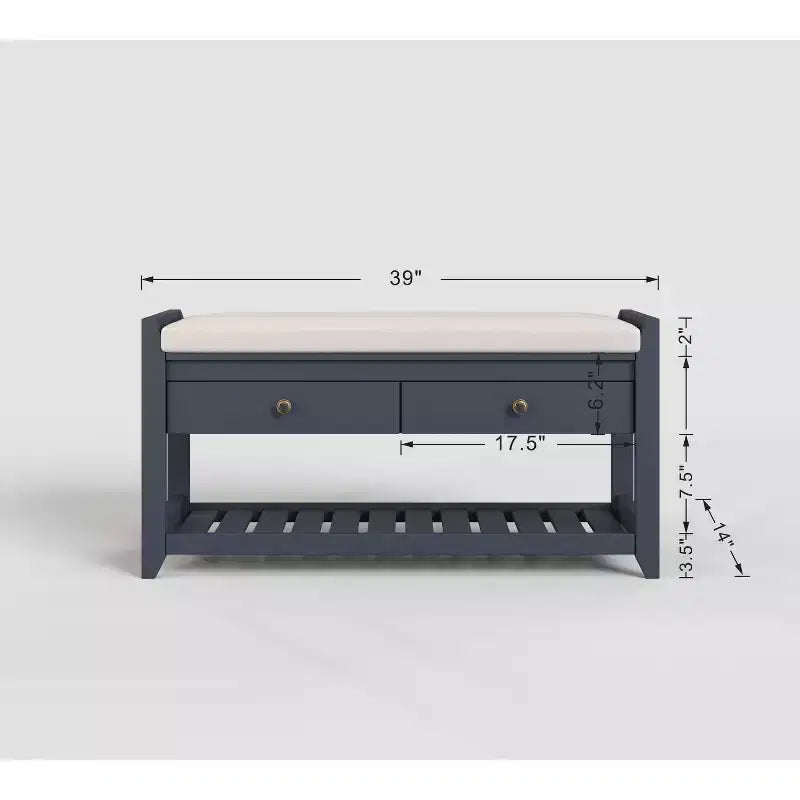 Banc d'entrée 2-en-1 de 99 cm avec coussin et armoire à chaussures de rangement