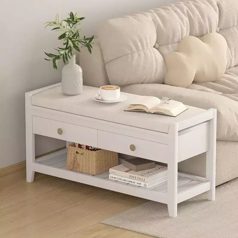 Banc d'entrée 2-en-1 de 99 cm avec coussin et armoire à chaussures de rangement