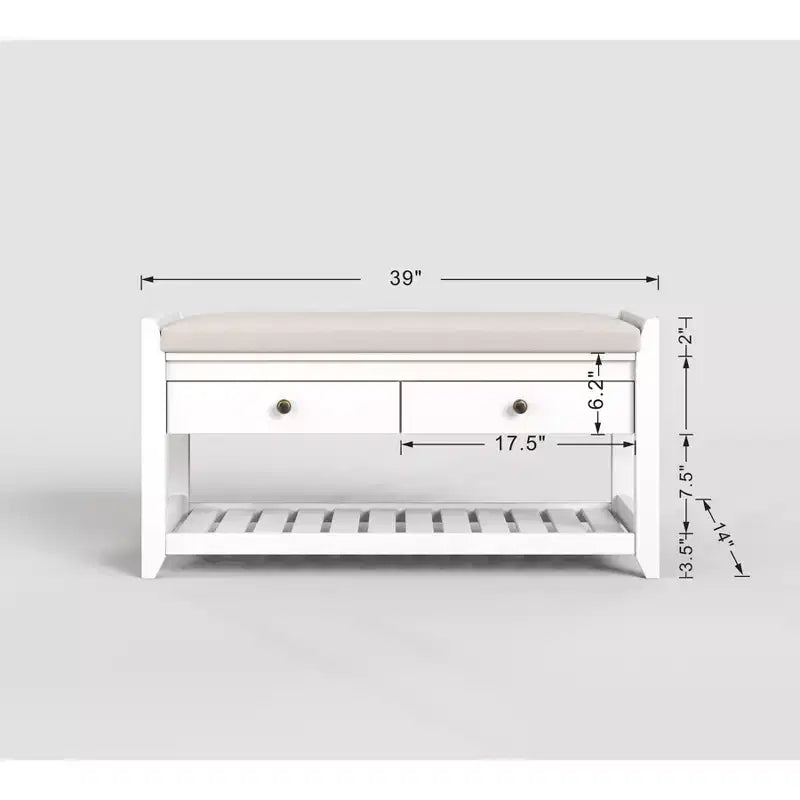 Banc d'entrée 2-en-1 de 99 cm avec coussin et armoire à chaussures de rangement