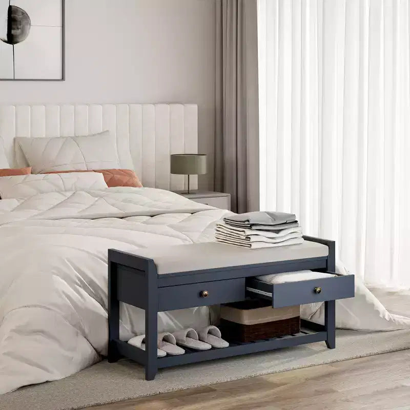 Banc d'entrée 2-en-1 de 99 cm avec coussin et armoire à chaussures de rangement