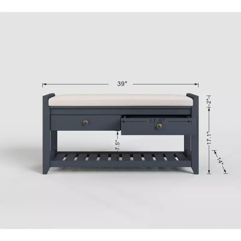 Banc d'entrée 2-en-1 de 99 cm avec coussin et armoire à chaussures de rangement
