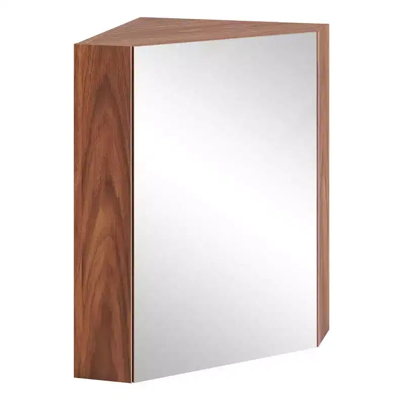 23,5 Organiseur de Rangement Mural d'Angle pour Médicaments avec Miroir Blanc/Marron