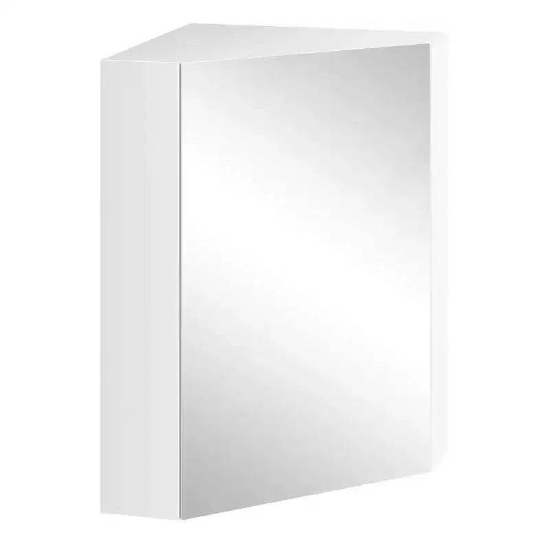 23,5 Organiseur de Rangement Mural d'Angle pour Médicaments avec Miroir Blanc/Marron