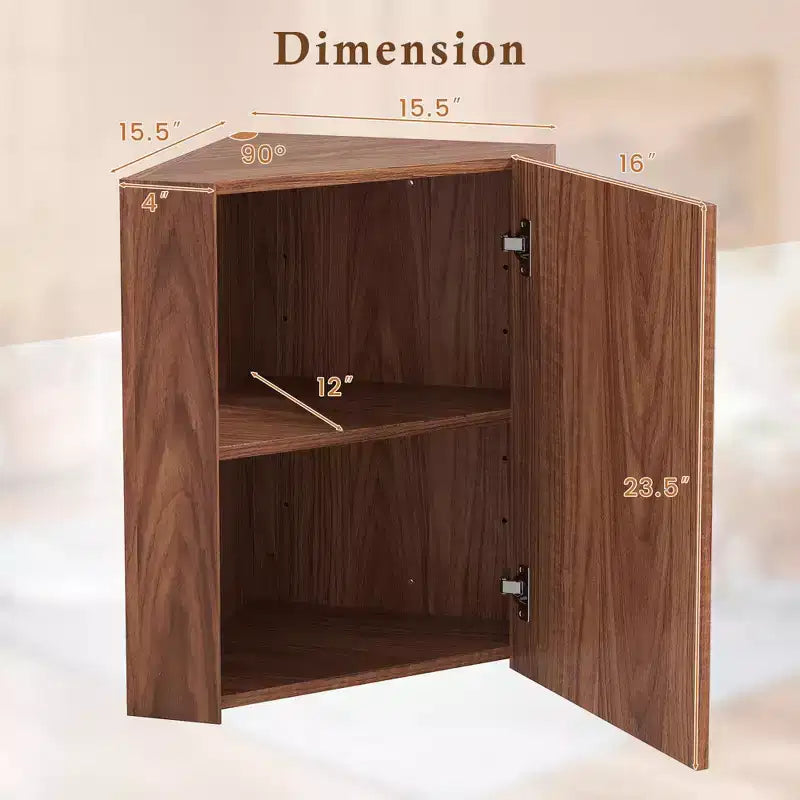 23,5 Organiseur de Rangement Mural d'Angle pour Médicaments avec Miroir Blanc/Marron