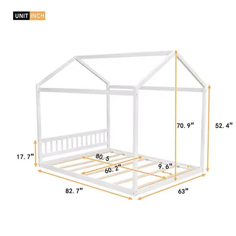 Lit cabane queen size en bois, lit de style minimaliste