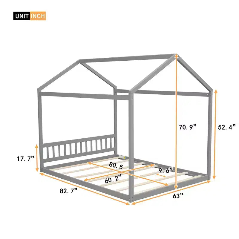 Lit cabane queen size en bois, lit de style minimaliste